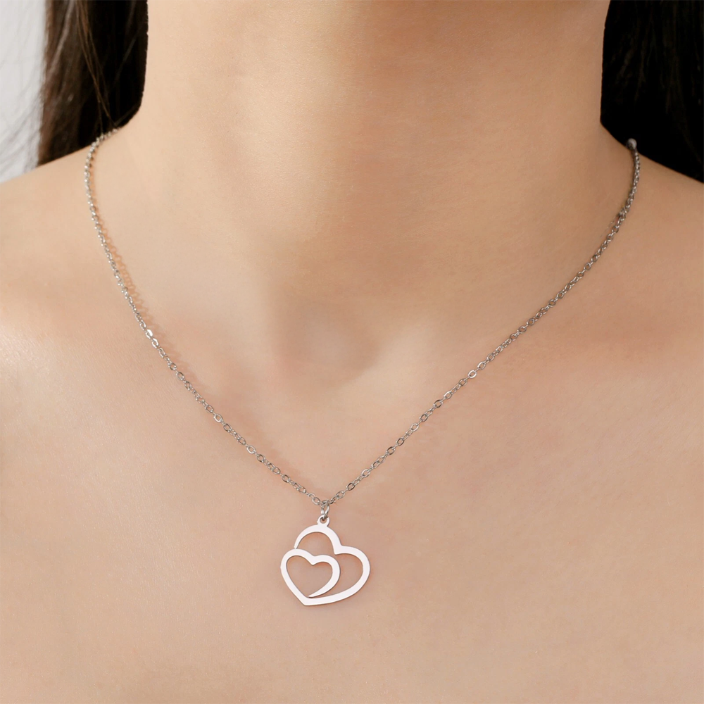 Collana Due Cuori Uniti in Argento Sterling 925 - A mia mamma