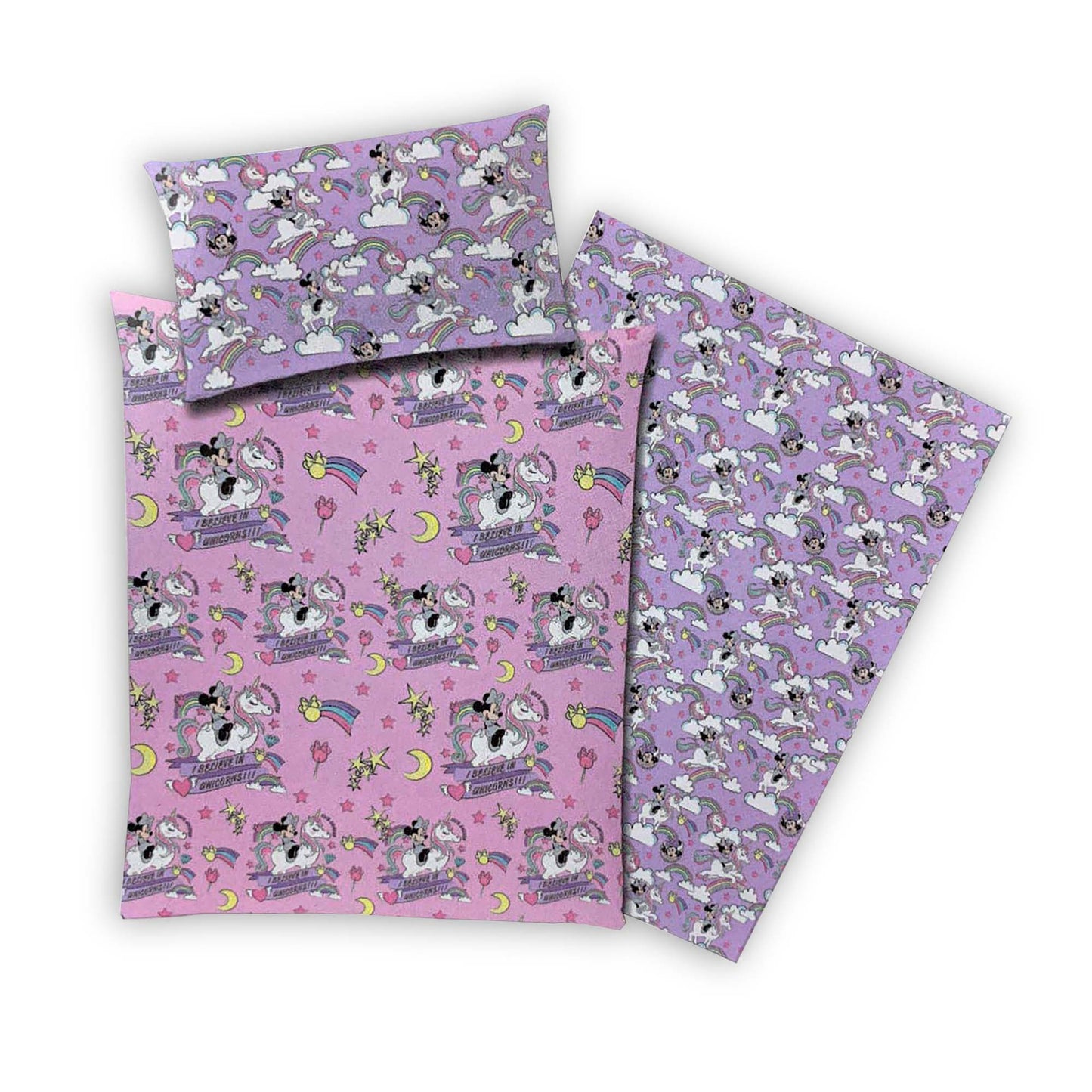 Set letto 3pz lenzuola Disney Minnie Mouse Unicorno 160x270cm + federa 4022