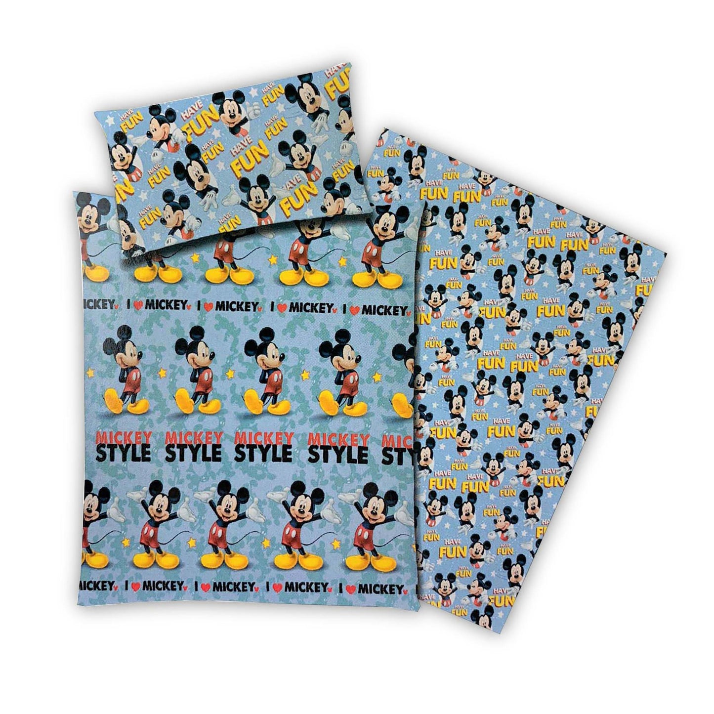 Set letto 3pz copripiumino Disney Mickey Mouse in cotone 180x270cm + federa 4028