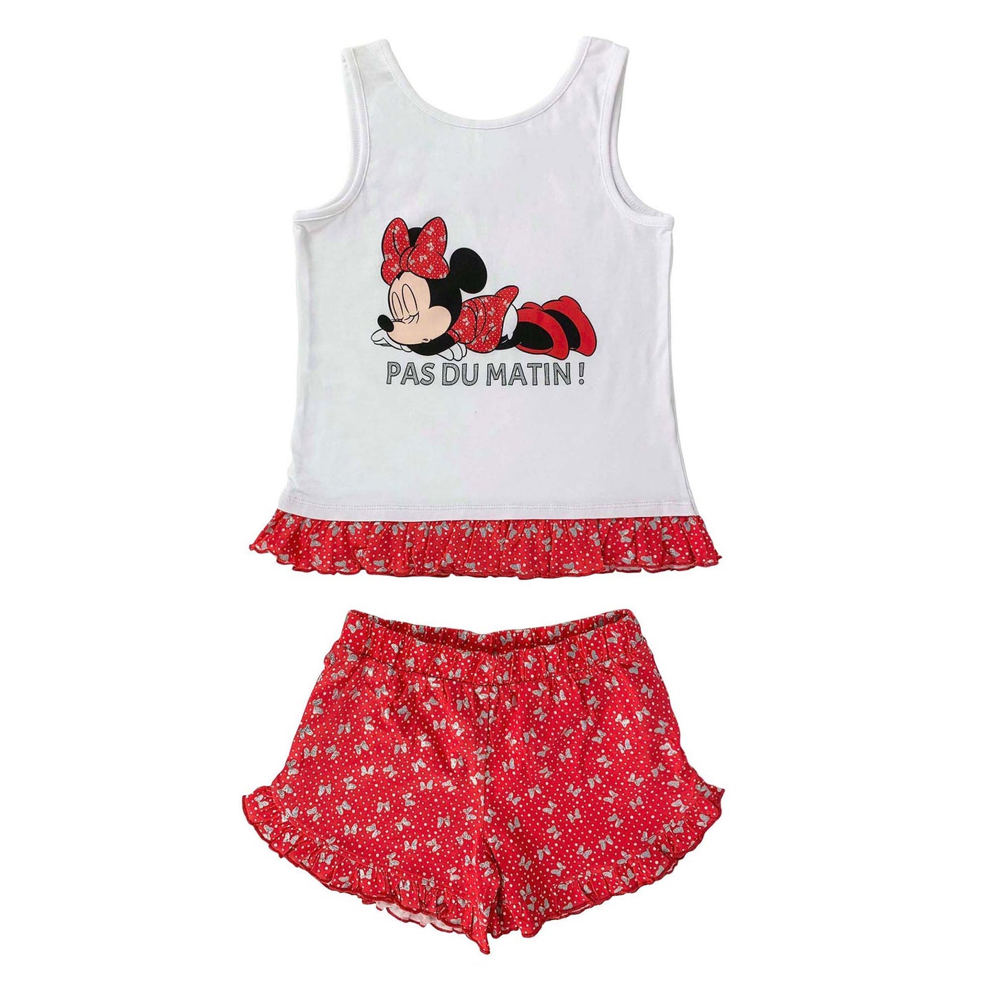 Pigiama bambina Disney Minnie completo canotta e shorts estivo cotone 4062