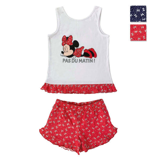 Pigiama bambina Disney Minnie completo canotta e shorts estivo cotone 4062