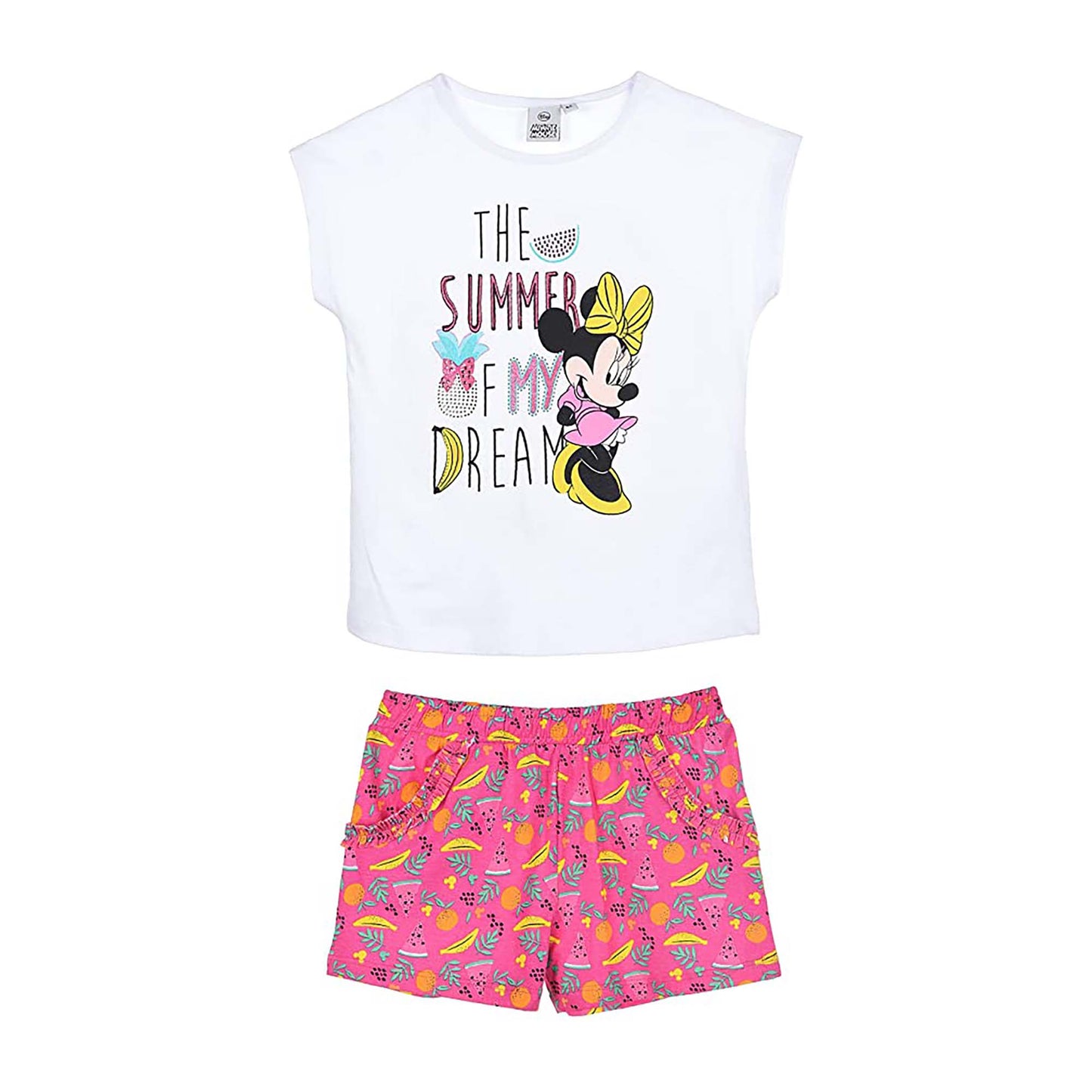 Pigiama bambina Disney Minnie completo t-shirt e pantaloncino estivo cotone 4070