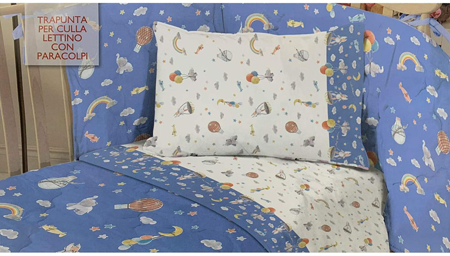 Trapuntino primaverile Biancaluna in cotone culla lettino + paraurti Betta 4144