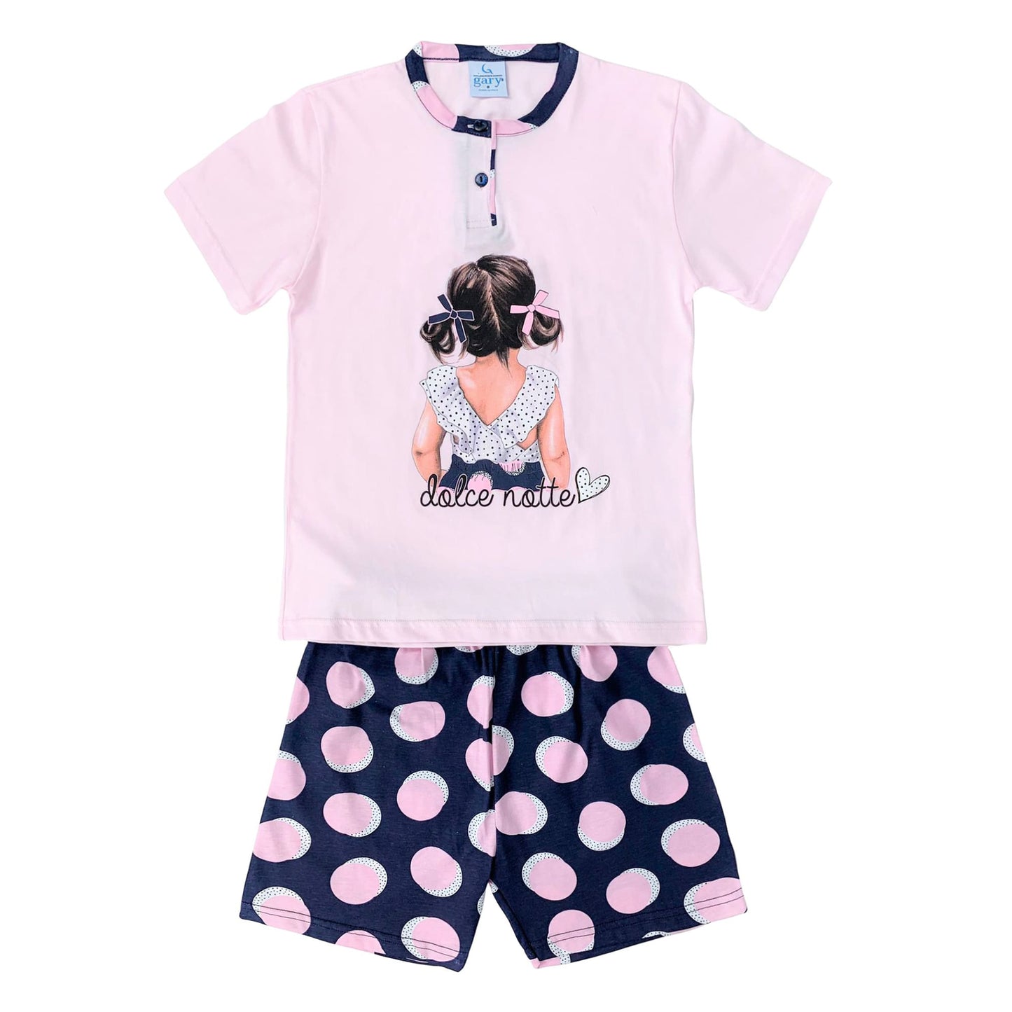 Pigiama bambina mezze maniche Gary primavera estate 2 pezzi in cotone 4172