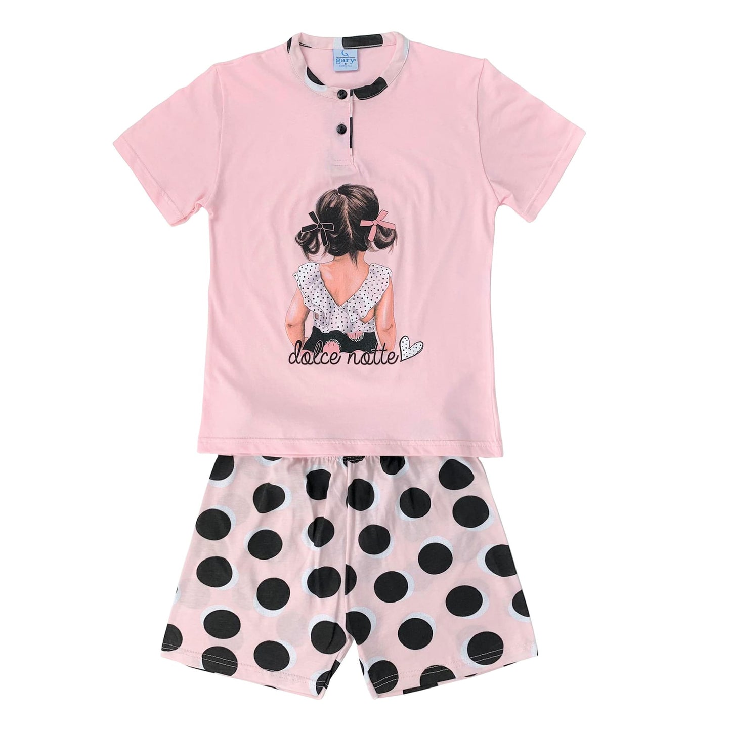 Pigiama bambina mezze maniche Gary primavera estate 2 pezzi in cotone 4172