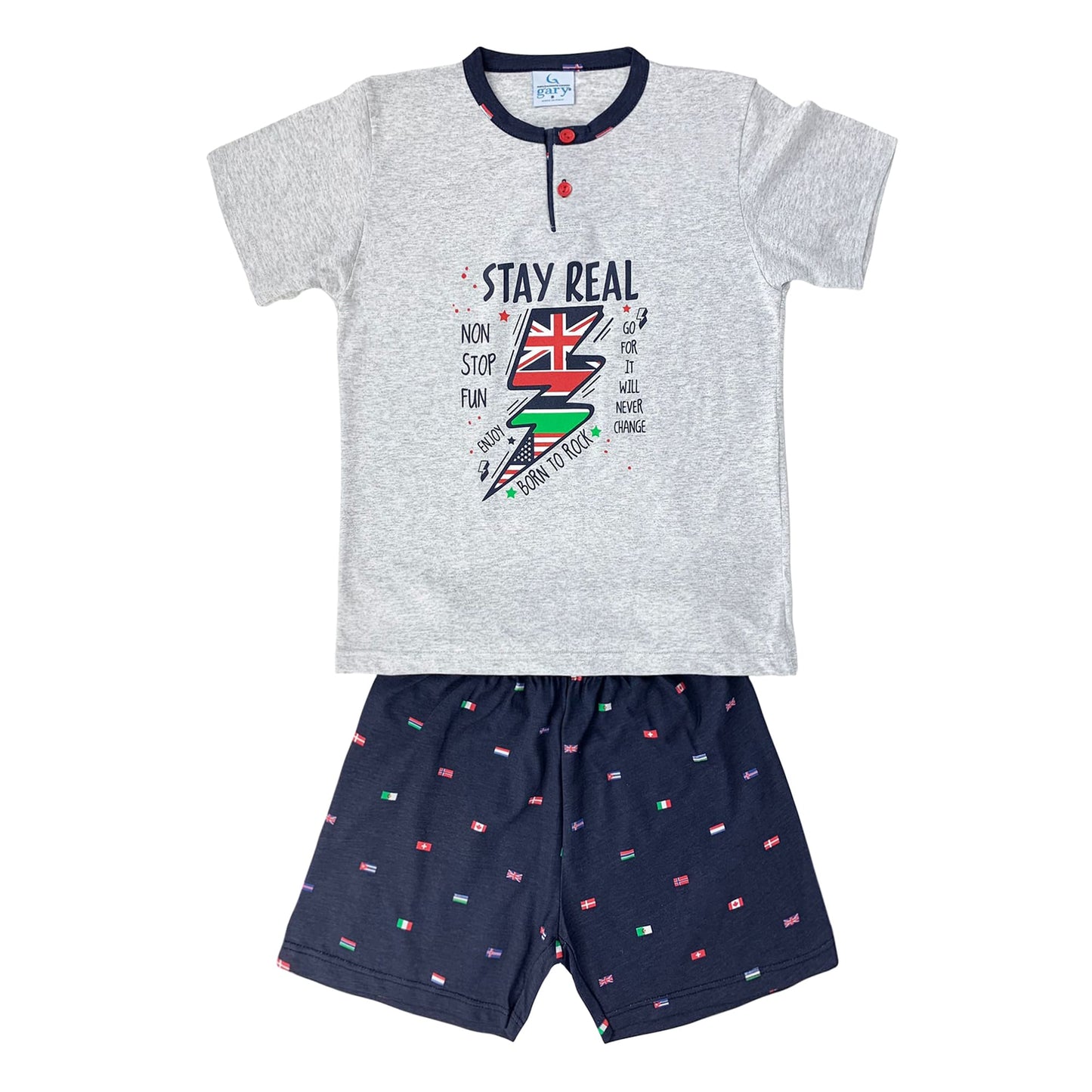 Pigiama bambino mezze maniche Gary primavera estate 2 pezzi in cotone 4173