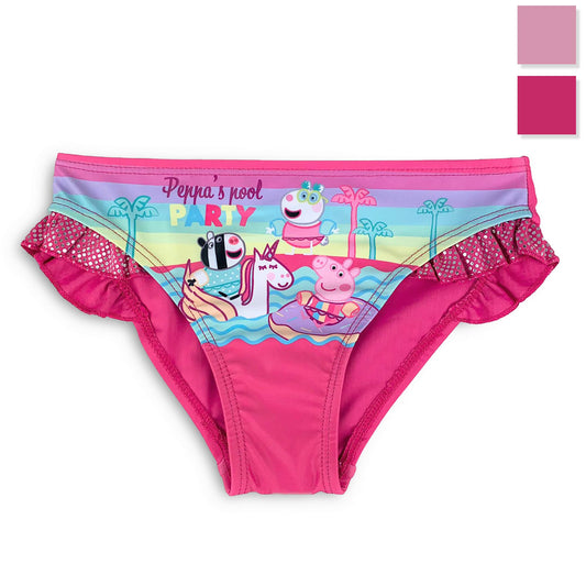 Costume da mare Peppa Pig ufficiale per bambina slip con volant piscina 4205