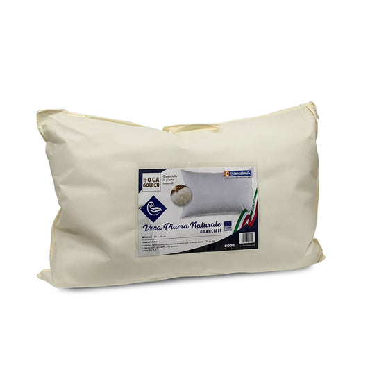 Cuscino Guanciale Vera Piuma Naturale Hoca Golden di Biancaluna 35% Piumino 4338