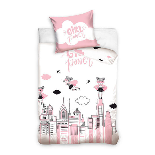 Set letto singolo copripiumino + federa ufficiale Super Girl cotone 4397