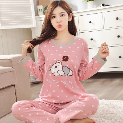 Women's long-sleeved round neck milk silk home service