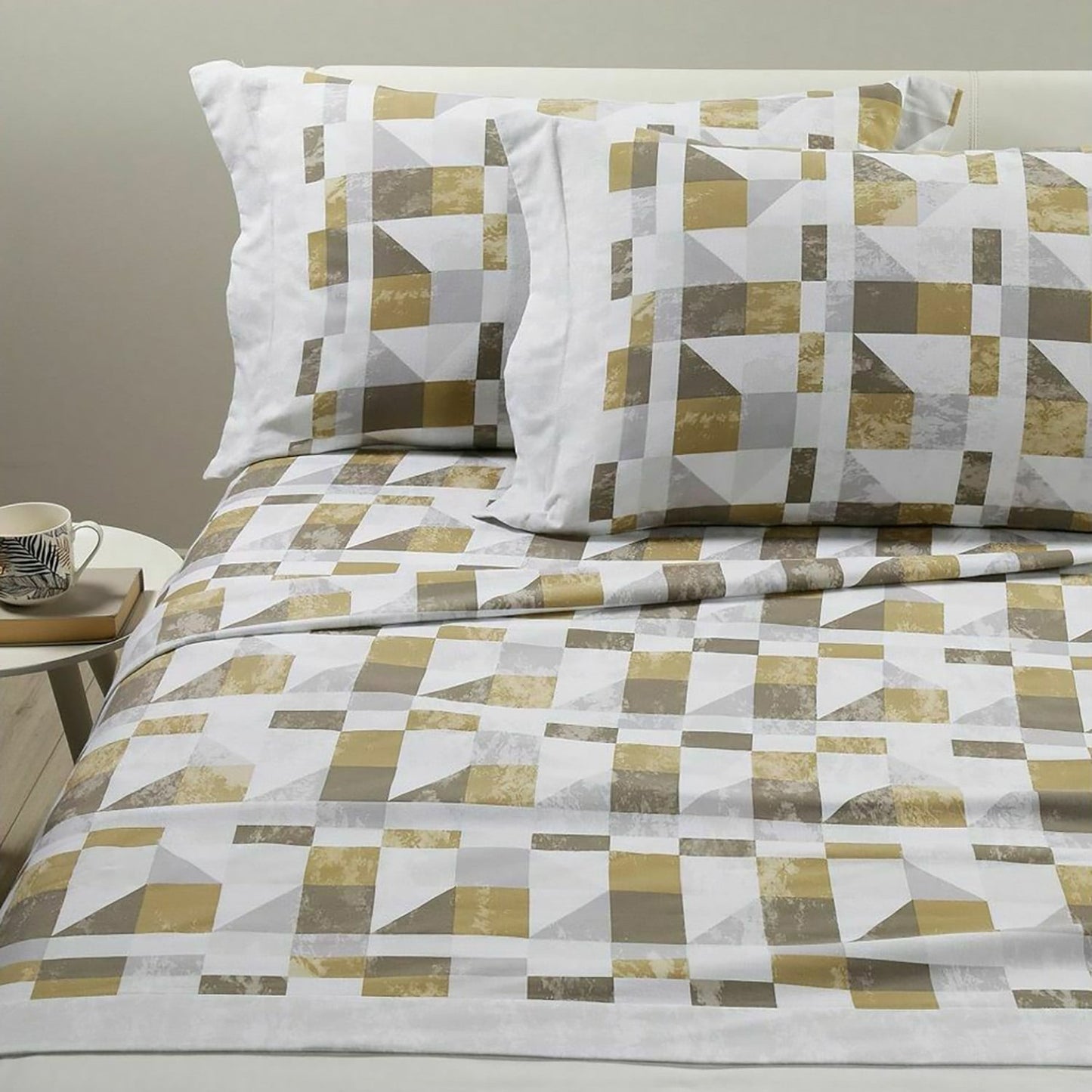 Completo lenzuola in flanella matrimoniale Caleffi Cromatic letto 2 piazze 4550