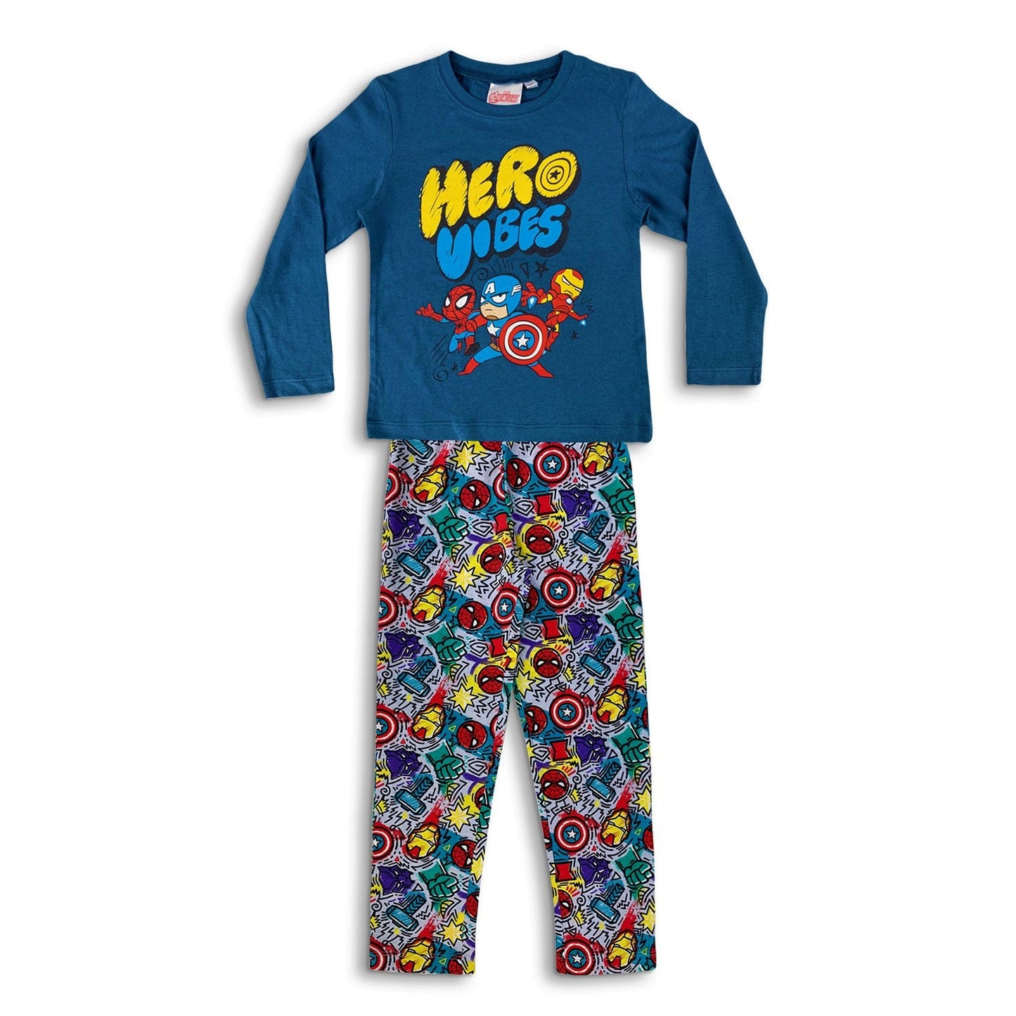 Pigiama Marvel Avengers lungo ufficiale maniche lunghe in cotone bambino 4590