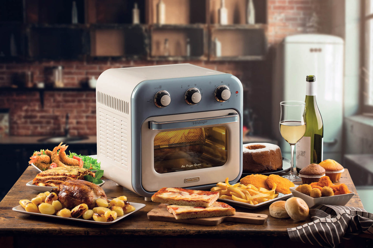 Friggitrice ad aria + Forno Vintage Celeste