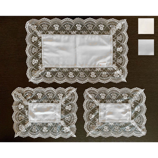 Completo centrini e runner set 3 pezzi Renato Balestra Macramè pizzo salone 4713