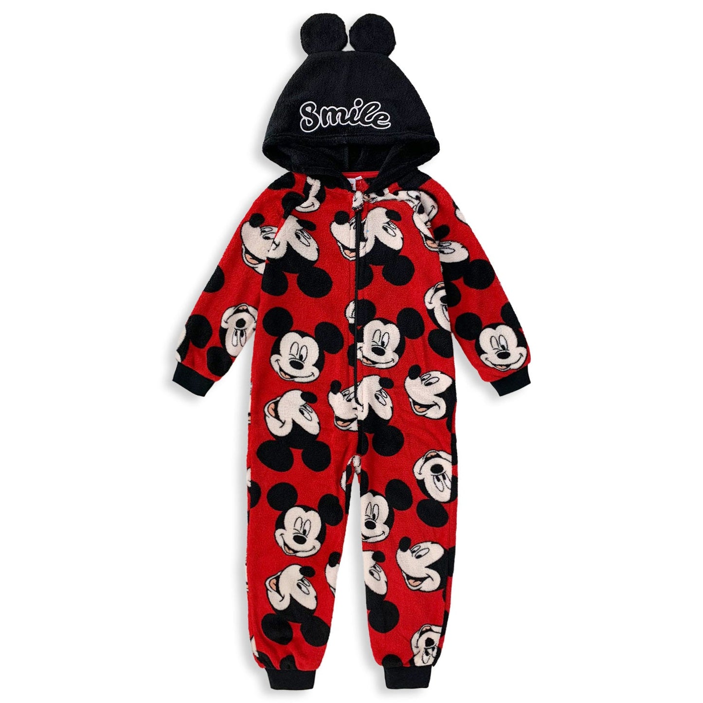 Pigiama intero Disney Mickey Mouse in pile un pezzo bambino con cappuccio 4731