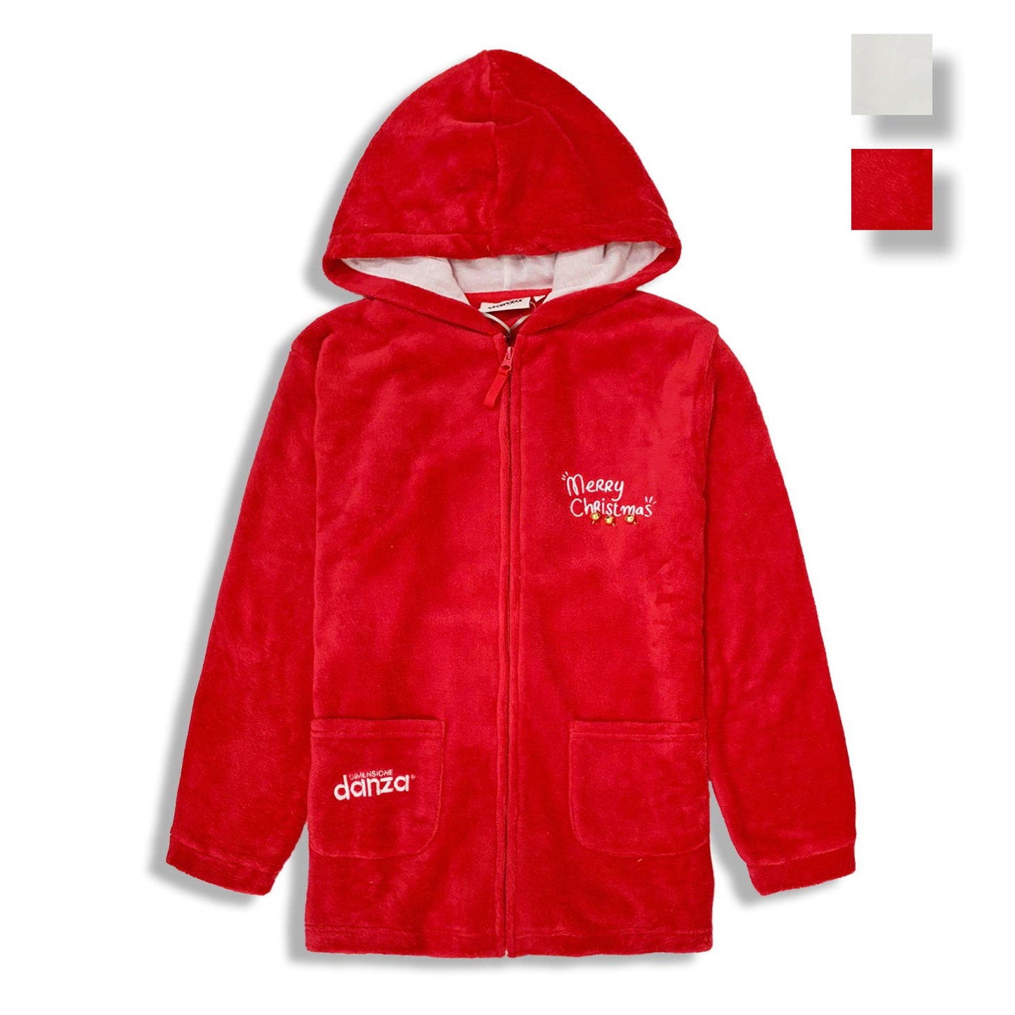 Giacca da camera natalizia in pile con zip invernale donna Dimensione Danza 4778