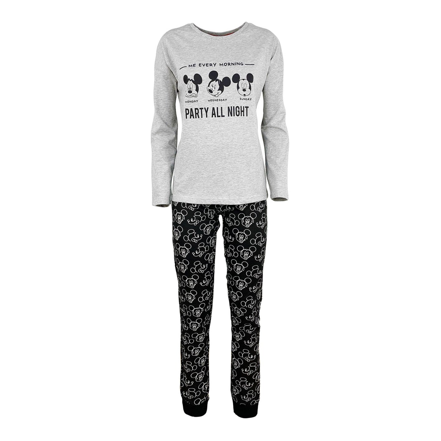 Pigiama lungo donna Disney Mickey Mouse maglia pantalone ragazza in cotone 4846