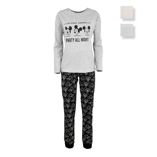 Pigiama lungo donna Disney Mickey Mouse maglia pantalone ragazza in cotone 4846