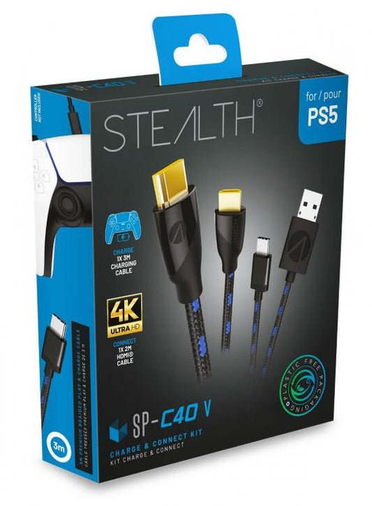 Kit Charge & Connect Stealth PS5 Controller Charging Cable + HDMI 4K Cable 2M