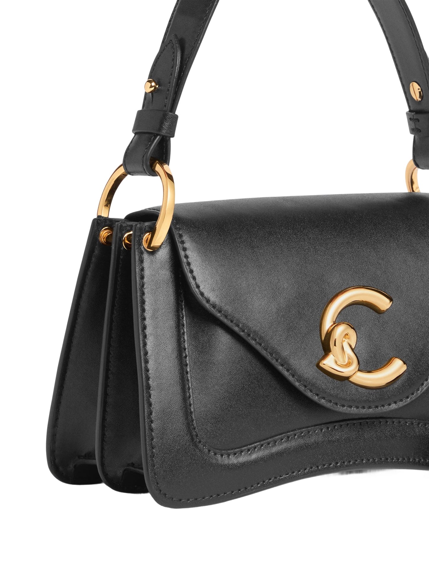 COCCINELLE Borsa Donna a Mano con Tracolla Nera, In Vera Pelle, C‑Me Calf Mini