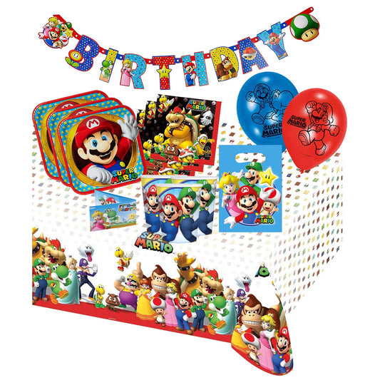 Kit party Super Mario Bros bicchieri piatti tovaglia tovaglioli palloncini 4959