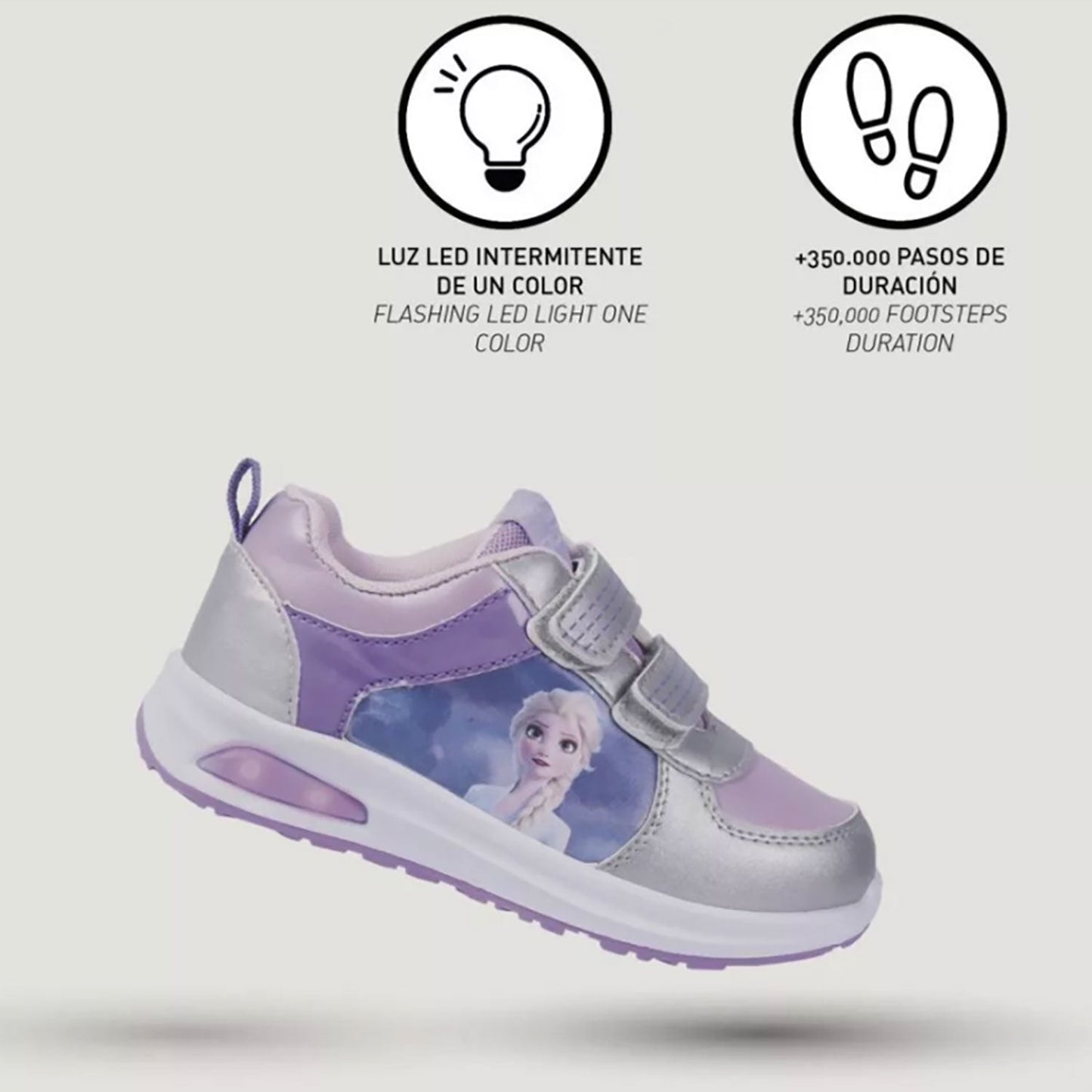 Scarpe sportive Disney Frozen Elsa a strappo per bambina con luci led 4983