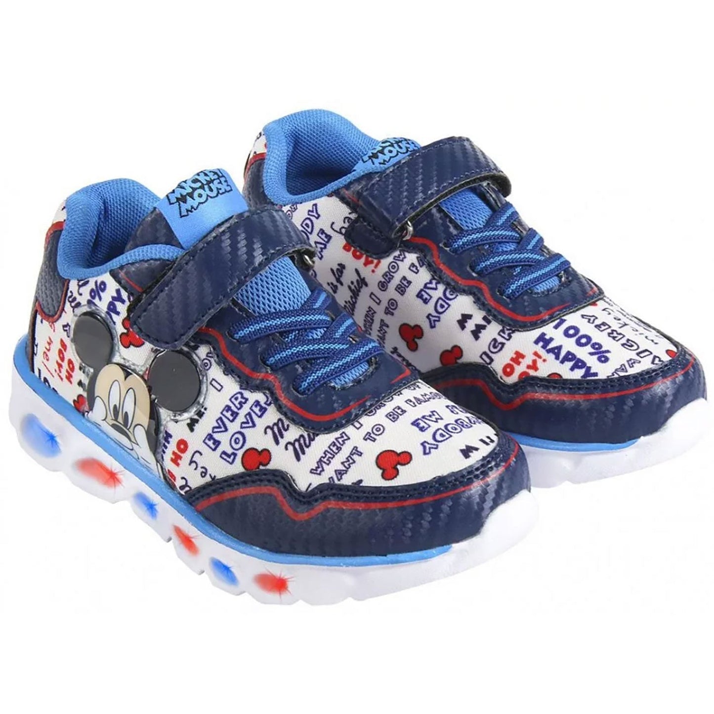 Scarpe Disney Mickey Mouse sneakers sportive a strappo bambino con luci led 4991