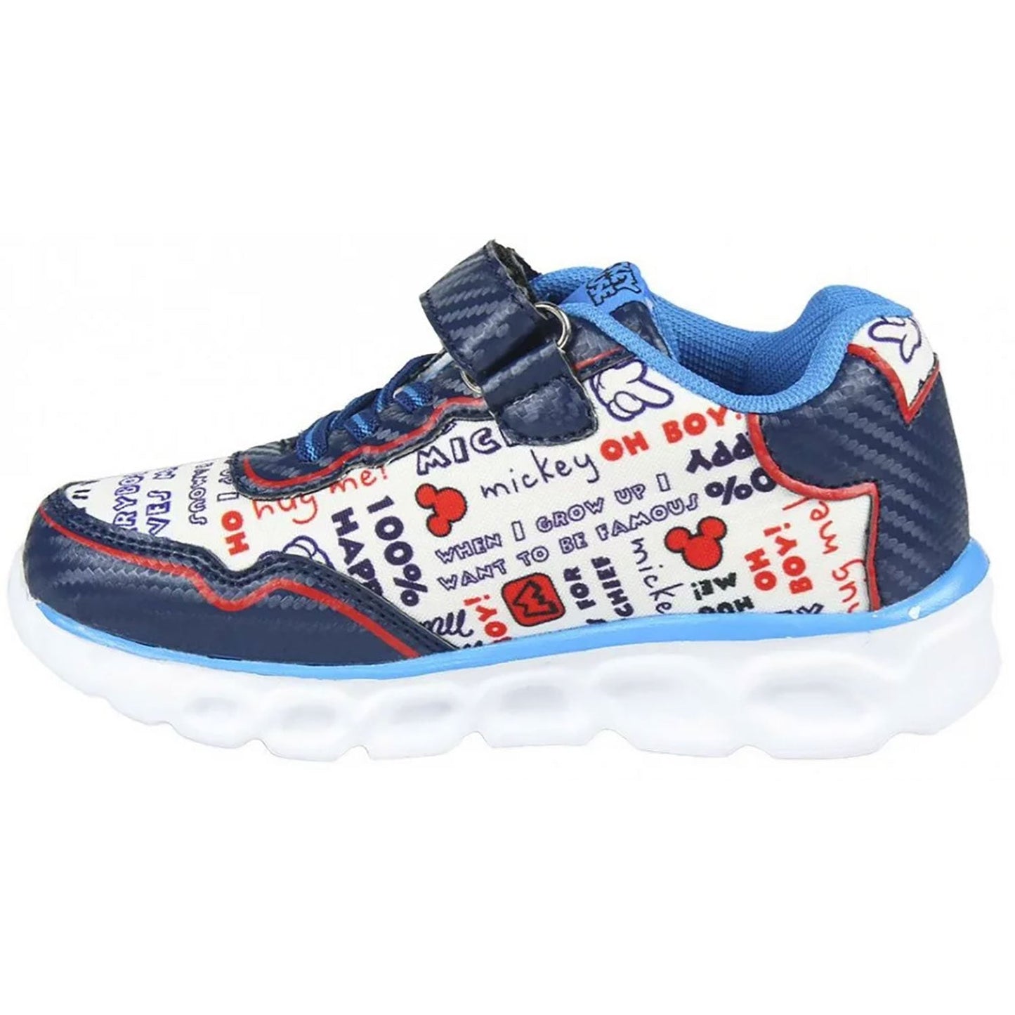 Scarpe Disney Mickey Mouse sneakers sportive a strappo bambino con luci led 4991