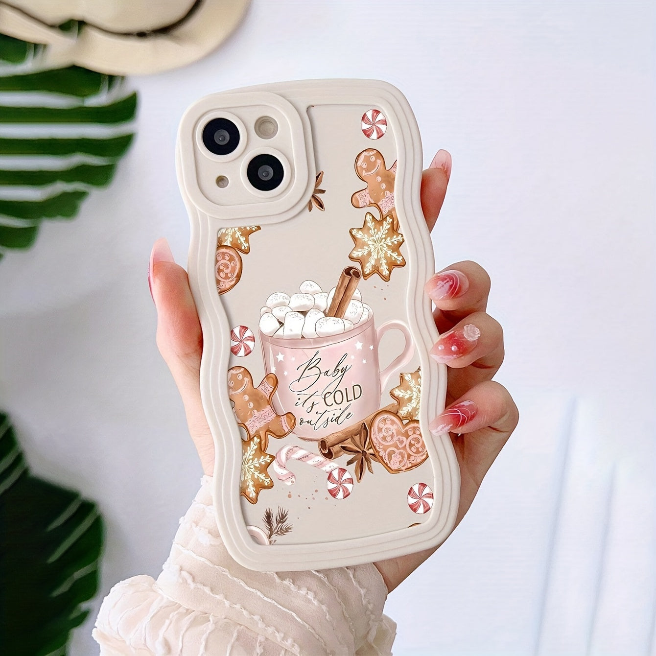 Full Coverage Anti-Fall Gingerbread For Man Wave Type Phone Case For iPhone 15/14/13/12/11 - 1pc