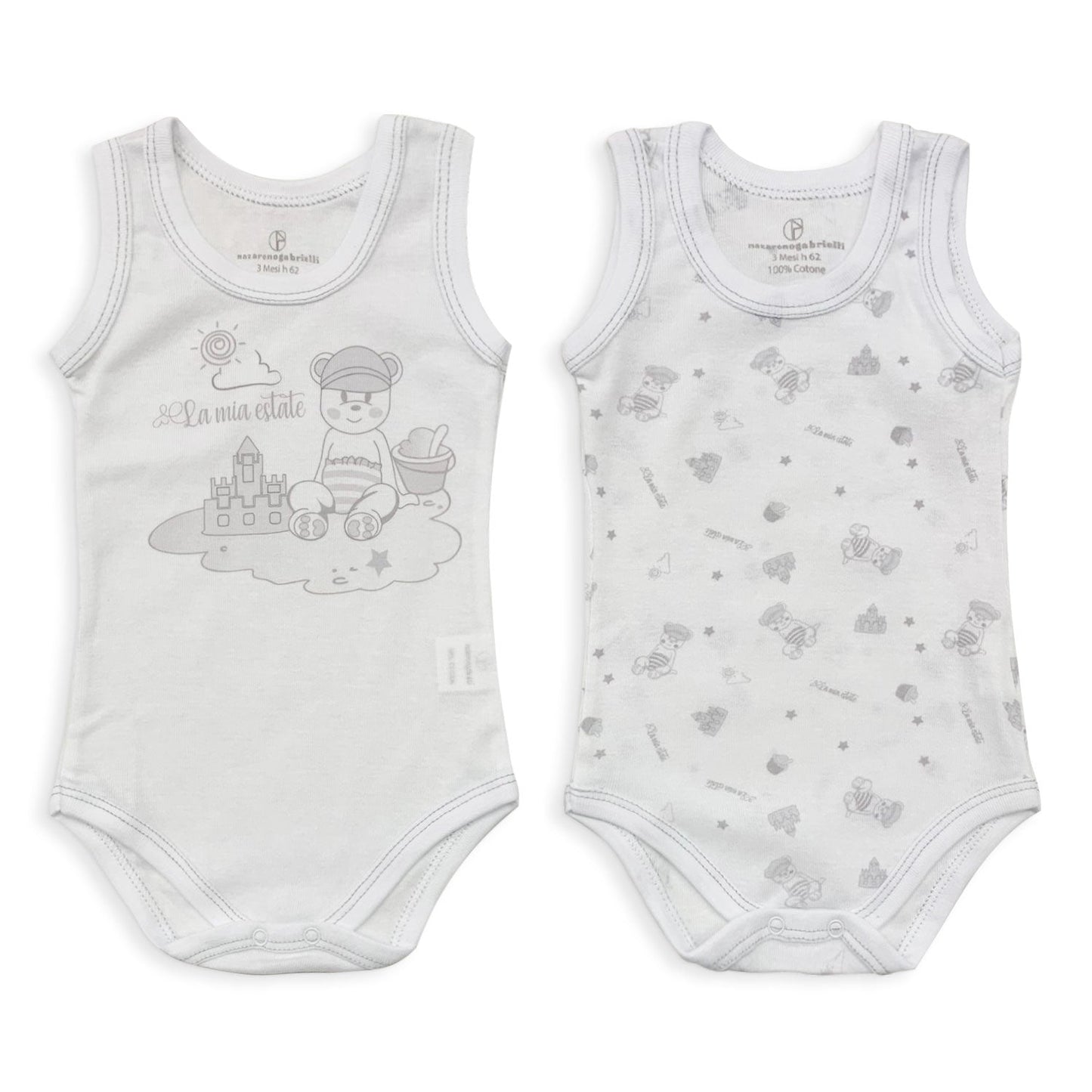 Coppia Body americano neonato in cotone bimbo giromanica Nazareno Gabrielli 5003