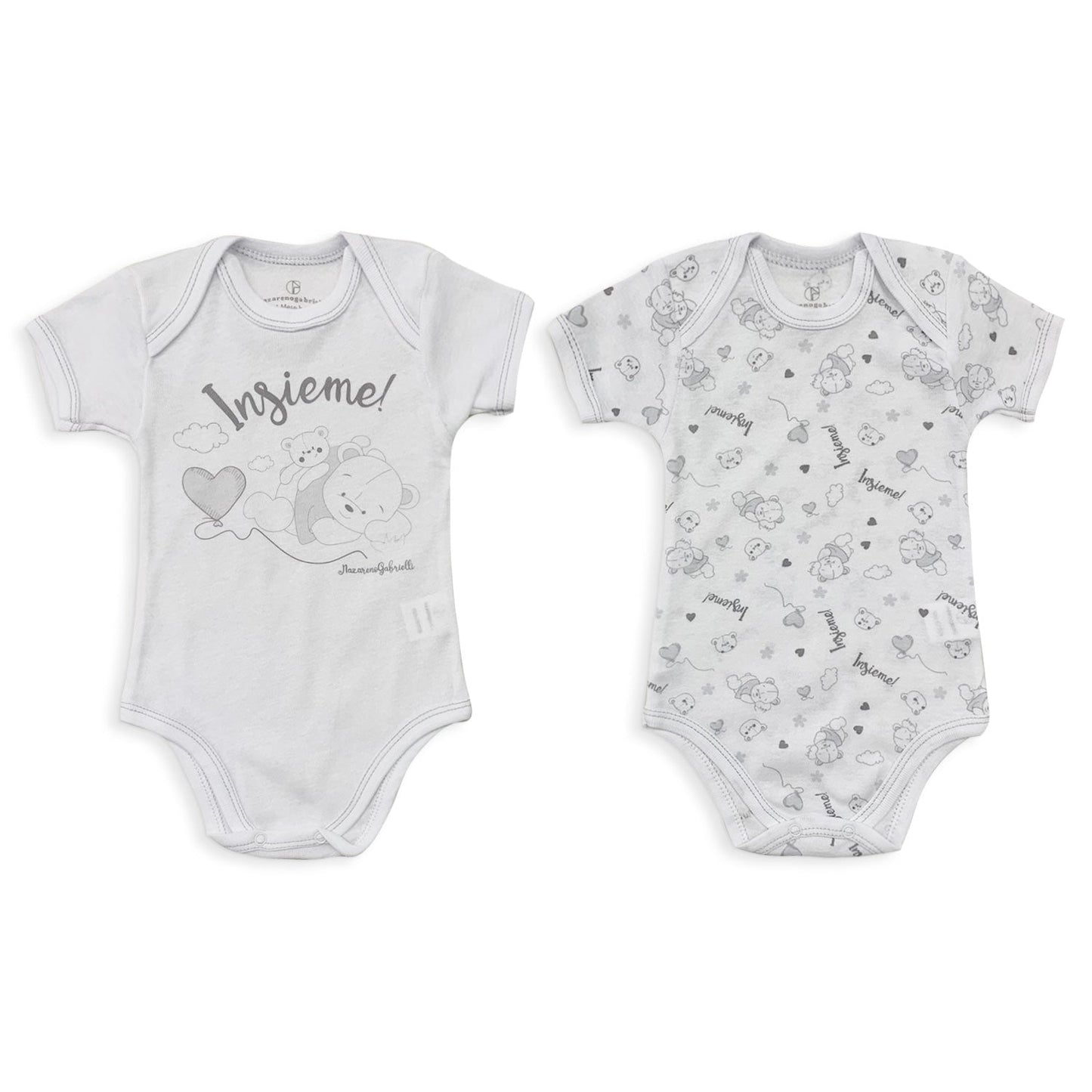 Coppia Body americano neonato cotone bimbo mezze maniche Nazareno Gabrielli 5006
