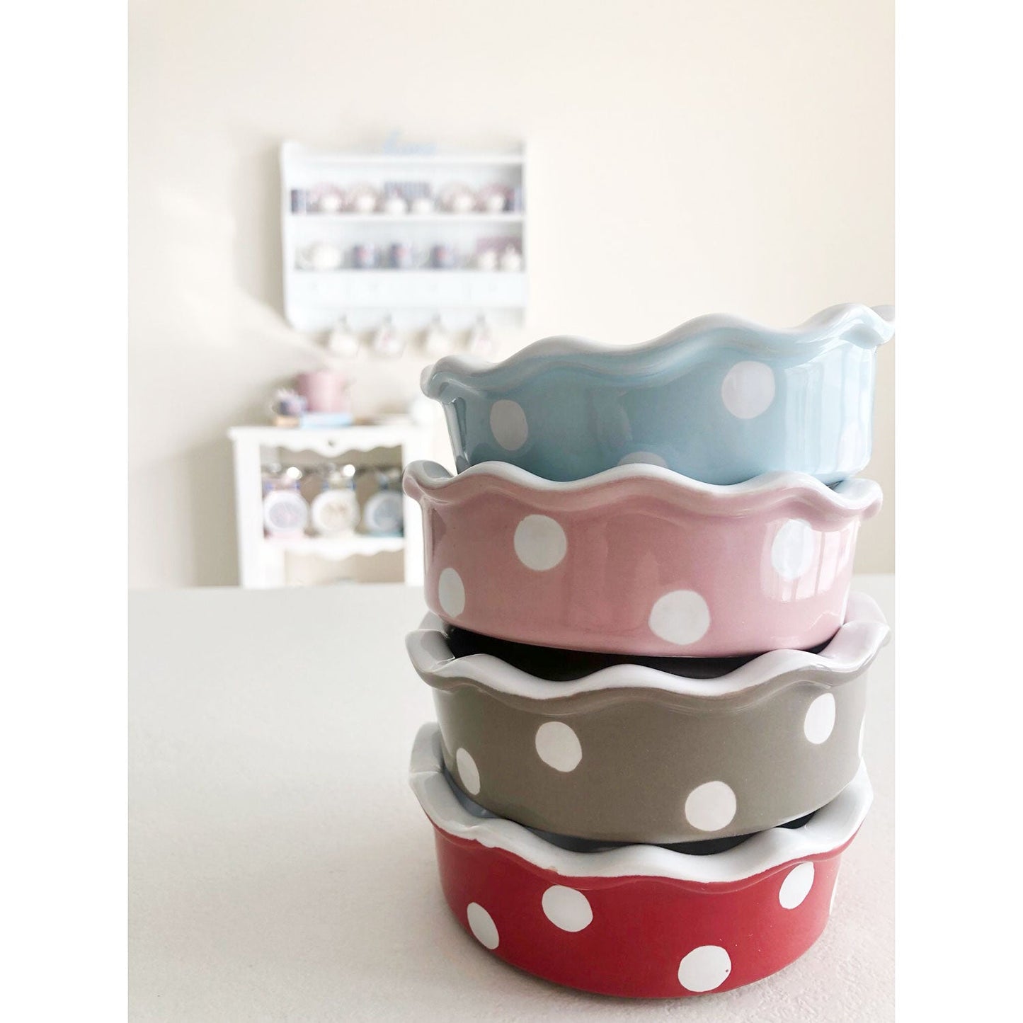 Tortiera in ceramica piccola Isabelle Rose in pois per dolci Ø 12cm h 4cm 5028