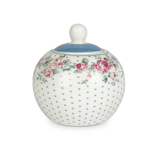 Zuccheriera in porcellana Isabelle Rose Julia Shabby chic rotonda con fiori 5066