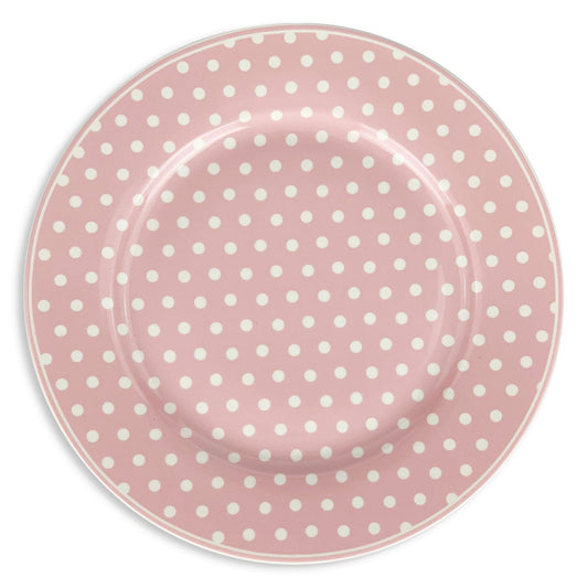 Servizio di piatti piani Isabelle Rose a pois Shabby chic in porcellana 6pz 5095