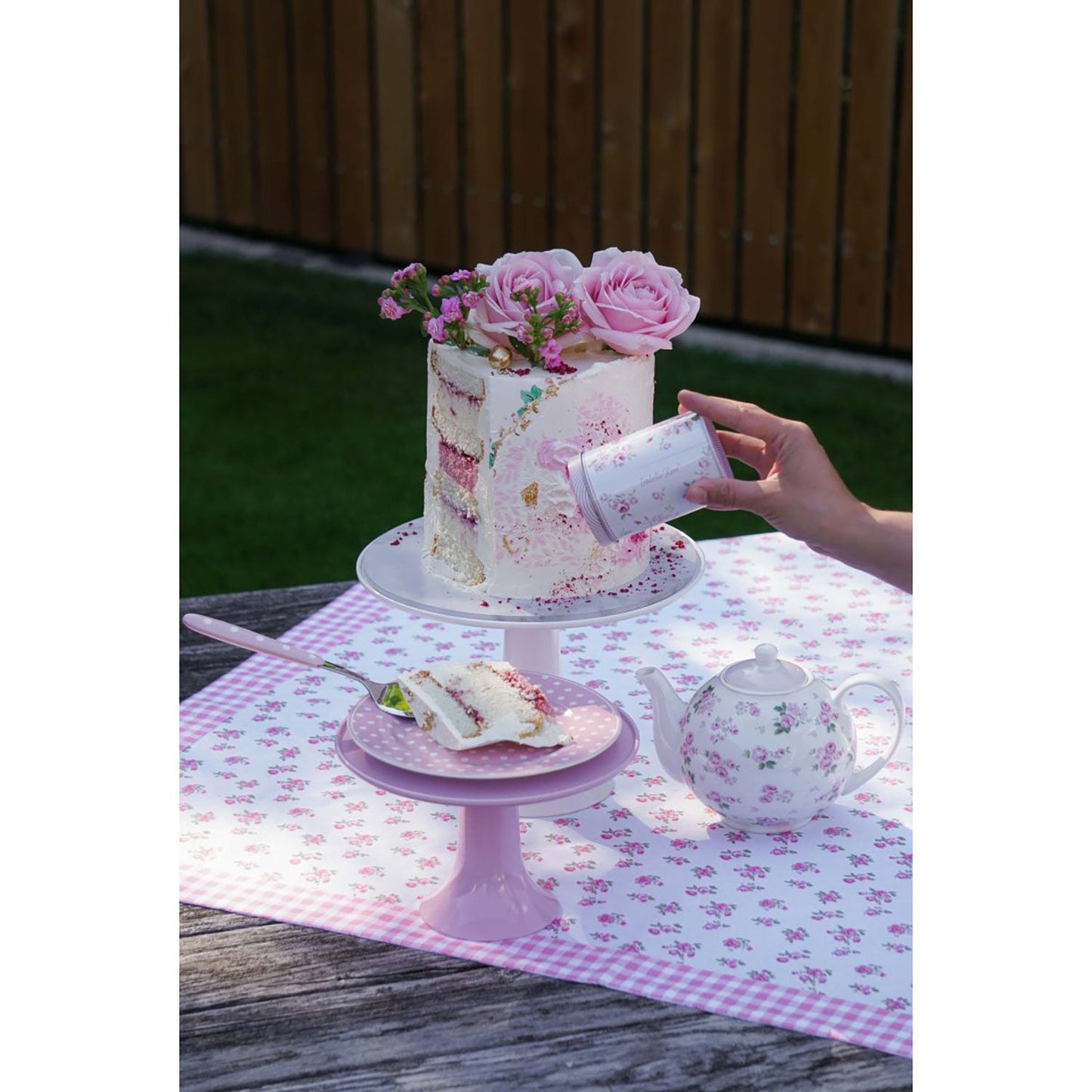 Servizio piatti da dessert Isabelle Rose a pois Shabby chic porcellana 6pz 5096