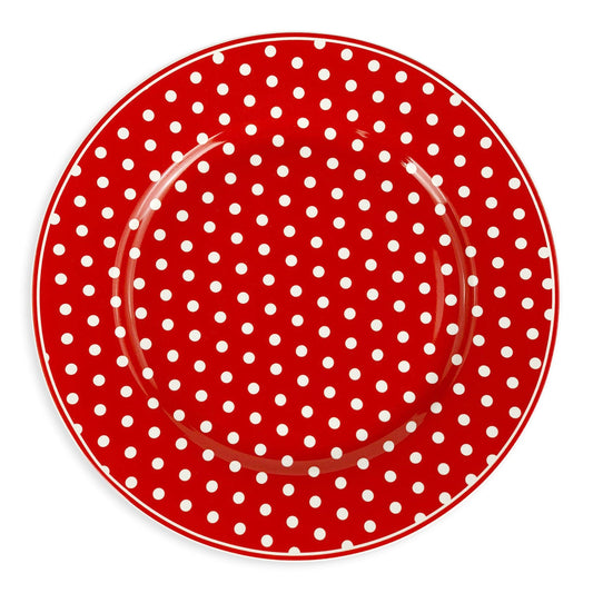 Servizio di piatti piani Isabelle Rose a pois Shabby chic in porcellana 6pz 5101