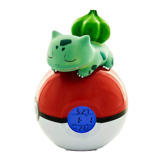 POKEMON OROLOGIO SVEGLIA DIGITALE POKEBALL CON LAMPADA BULBASAUR 18 CM