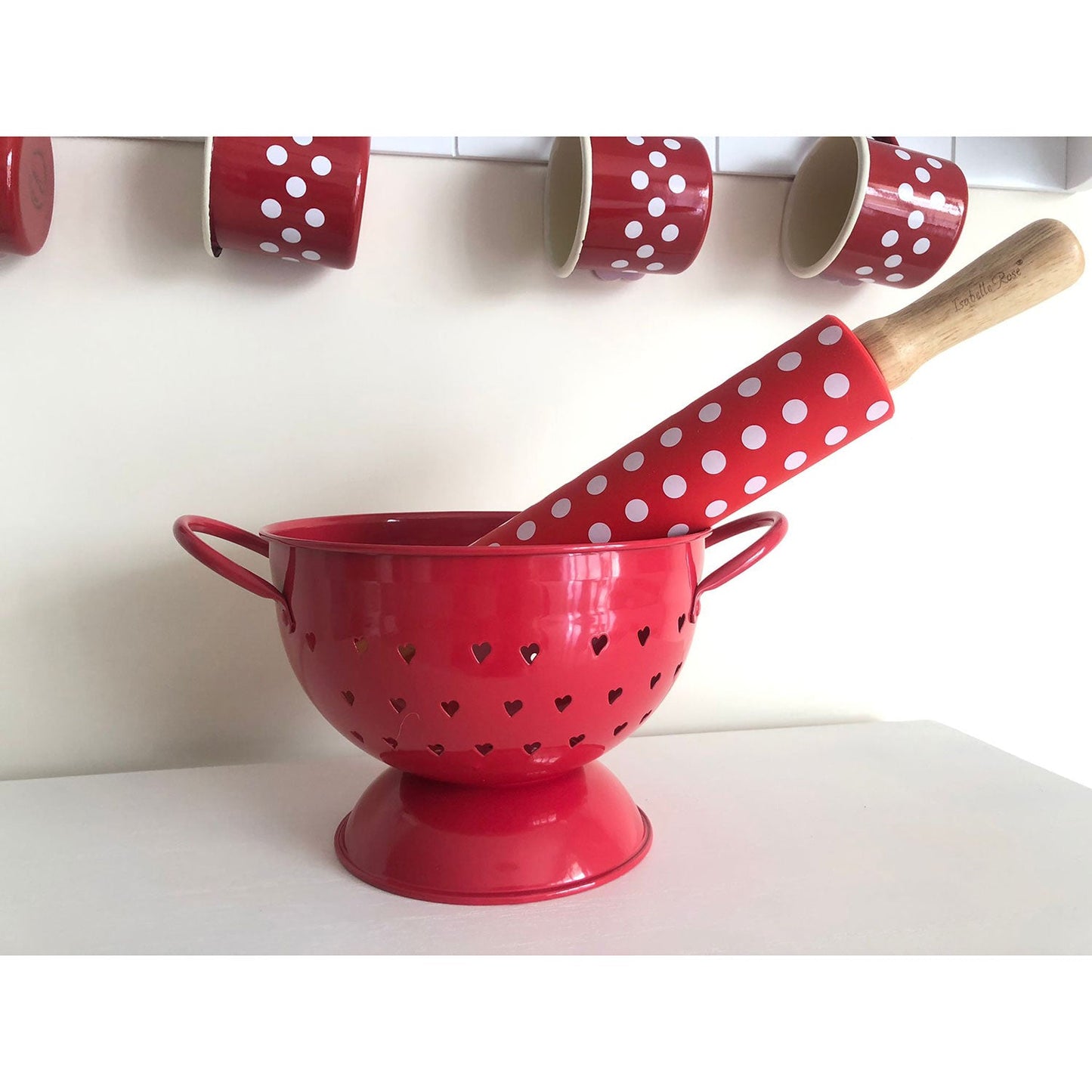 Mattarello Isabelle Rose in legno e silicone antiaderente Shabby chic pois 5166