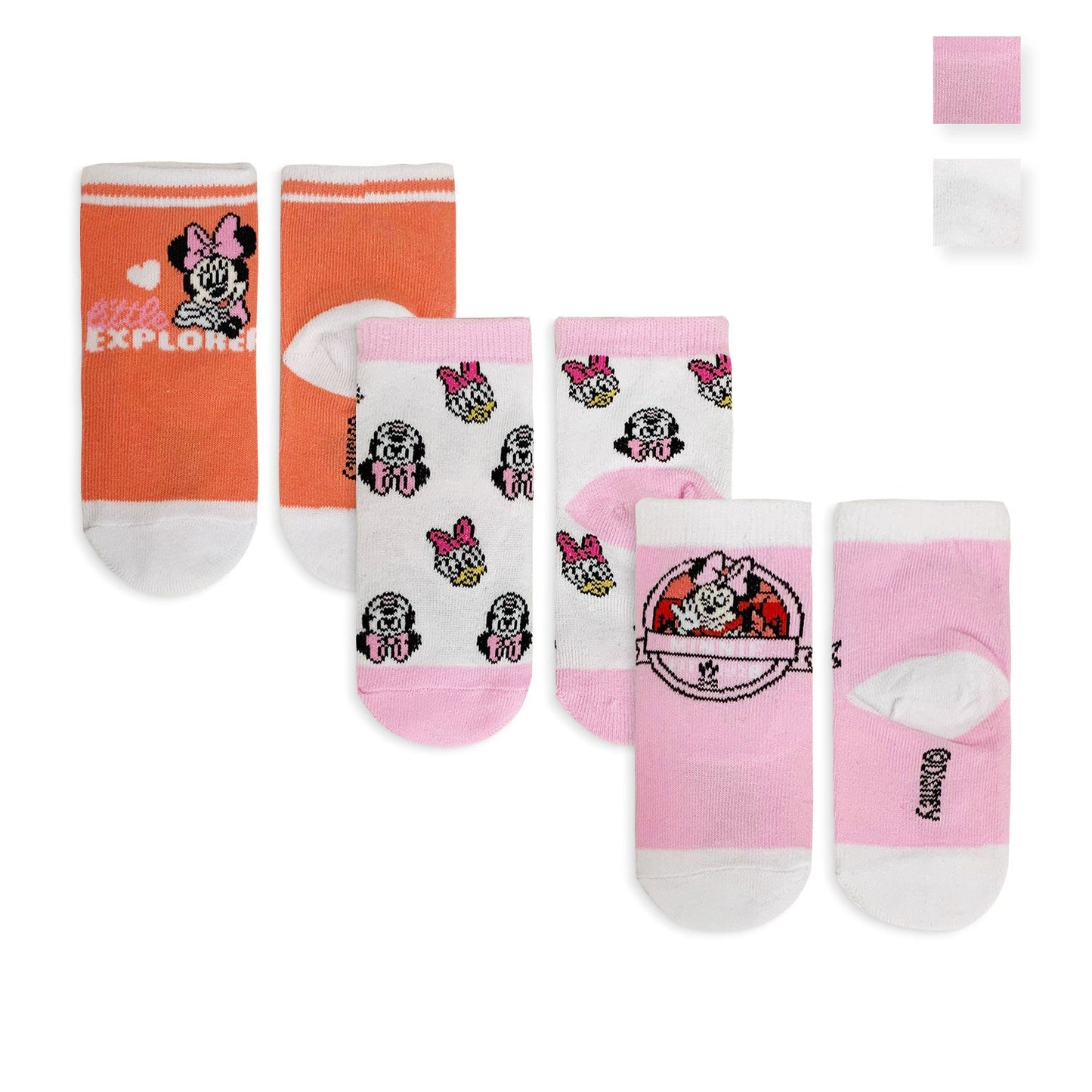 Calzini corti Disney Minnie Mouse 3 paia per neonato bimba in filato cotone 5196