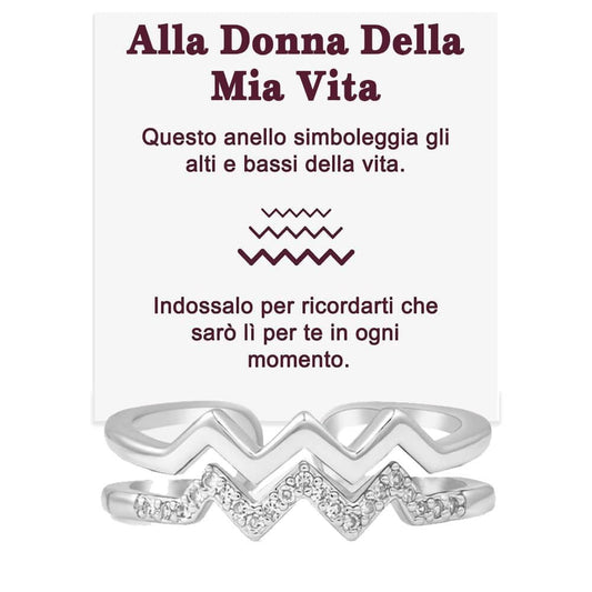 Anello in Argento Sterling 925 - Donna Della Mia Vita - Alti e Bassi