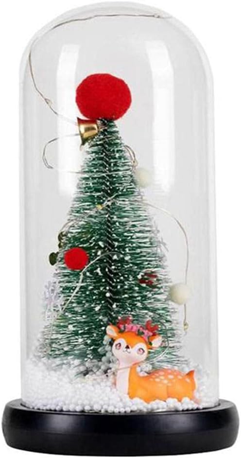 Glass Dome Mini Christmas Tree with LED Decoration - Tip with Star