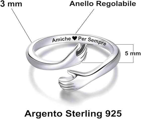 Anello da Donna in Argento Sterling 925 - Amiche per Sempre