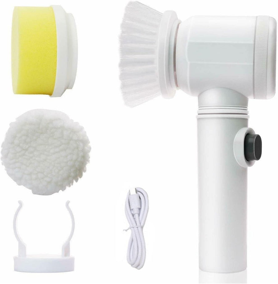 Magic brush 5 in 1 electric rotating cleaning brush with 3 replaceable cleaning heads, spin scrubber
