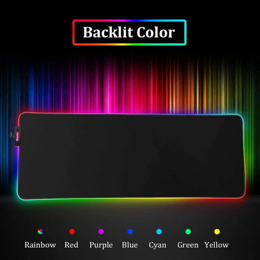 RGB Gaming Mouse Pad - T14 LED Effects with Durable Stitched Edges and Non-slip Rubber Base, Suitable for MacBook, PC, Laptop, Desk