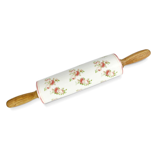 Mattarello Nuvole di Stoffa in legno e porcellana Shabby chic Annette fiori 5310