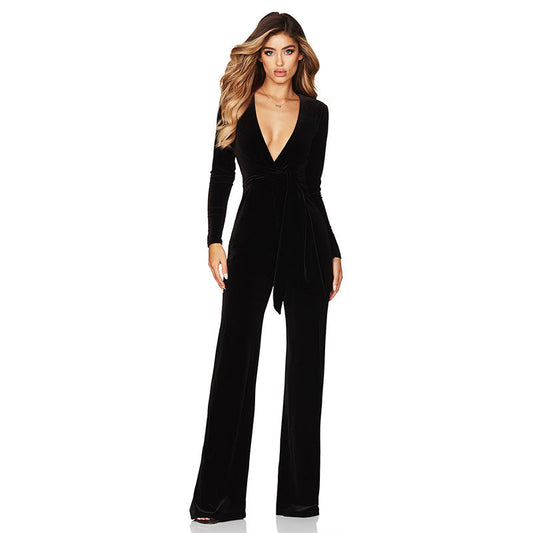 Autumn And Winter Long Sleeve Wide Leg Jumpsuit