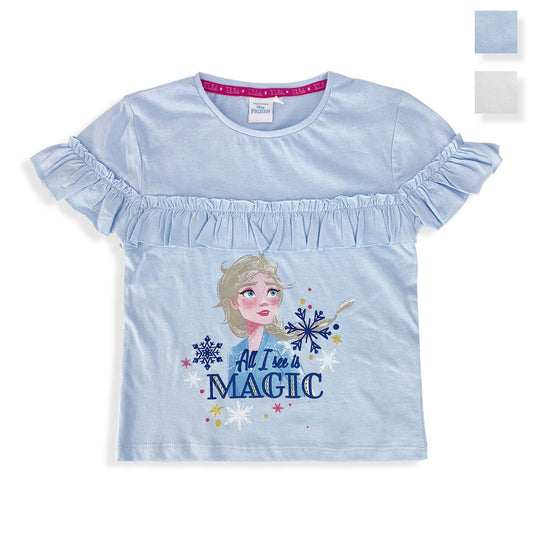 T-shirt Disney Frozen maglietta maniche corte maglia bimba cotone bambina 5363