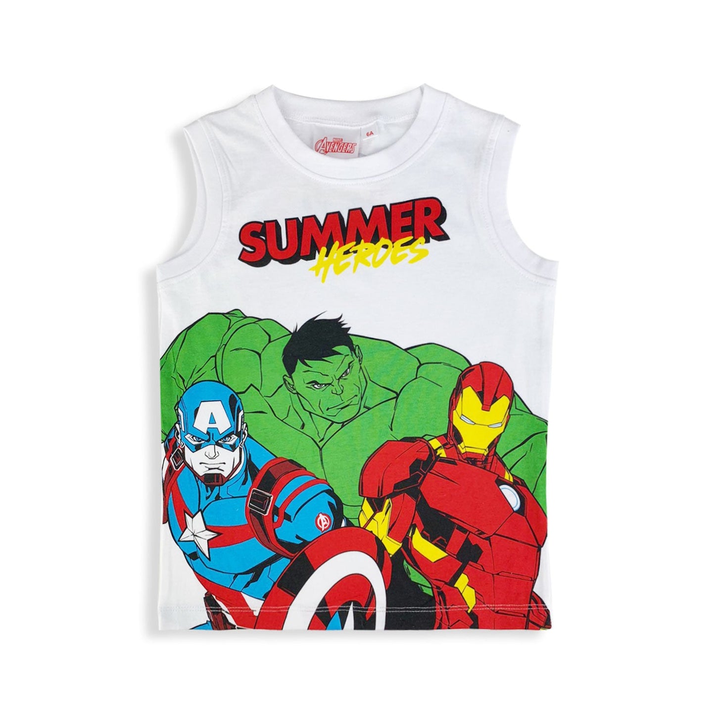 Canotta Marvel Avengers maglia bambino Hulk Capitan America Iron man cotone 5431