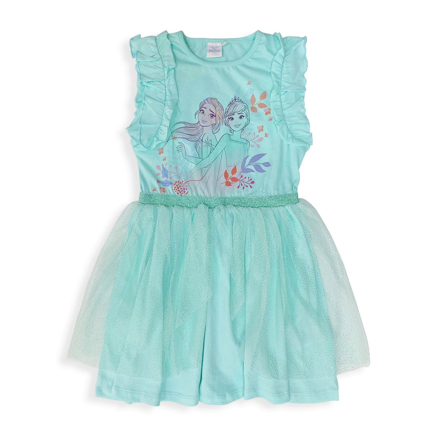 Abito bambina Disney Frozen vestitino stampato con gonna tulle brillantini 5439