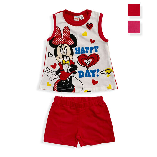 Completo Disney Minnie Mouse in cotone estivo canotta neonato bambina 5501